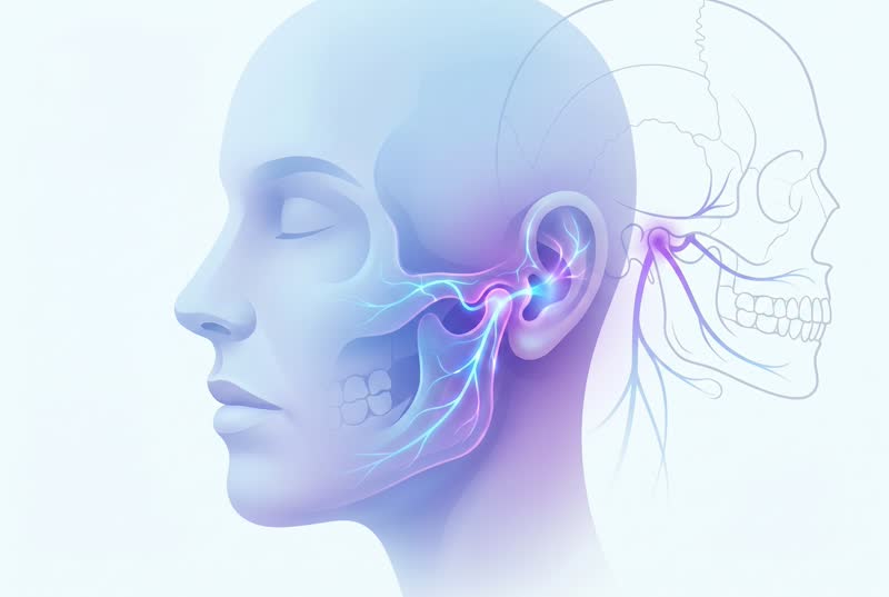 Jaw and ear pain causes - medical illustration
