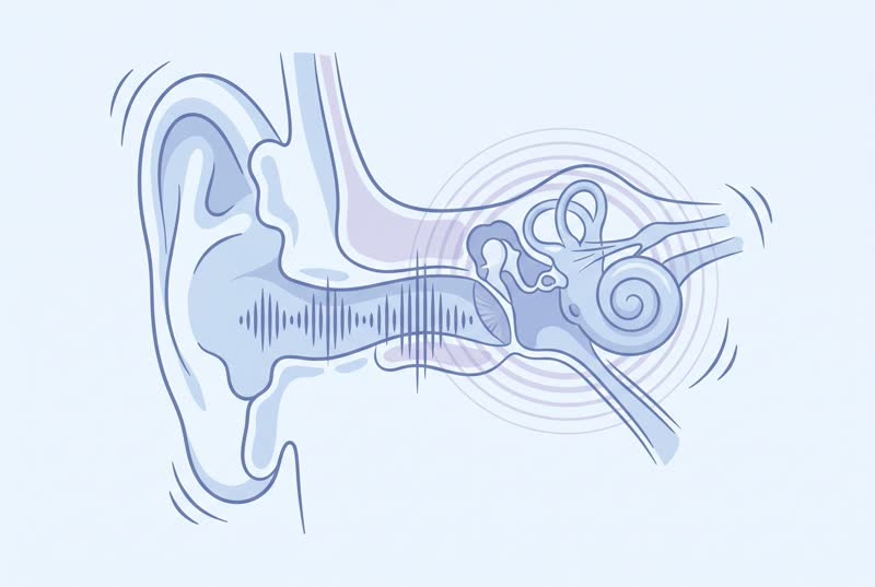 Tinnitus and persistent ear ringing - medical illustration
