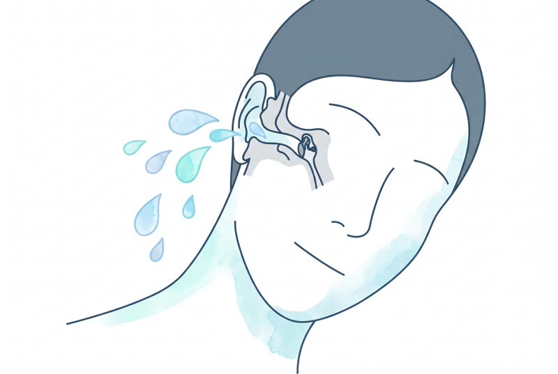 Getting water out of your ear - medical illustration