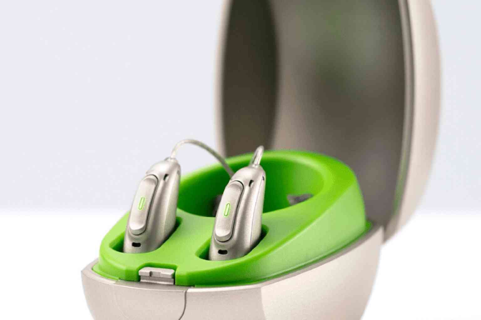 Phonak hearing aids in charger case